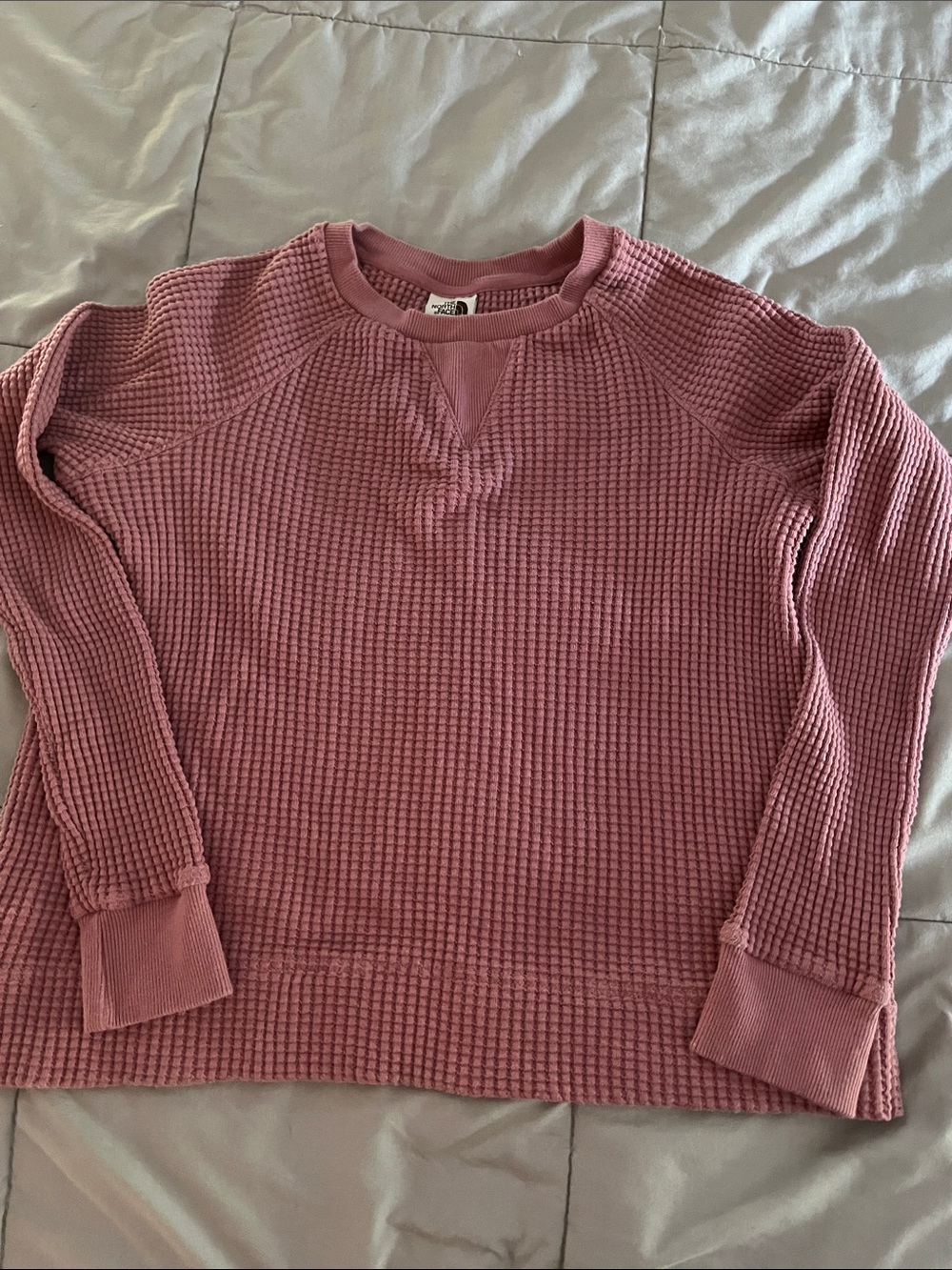The North Face Women’s Crewneck Waffle Top- Dusty Rose. Size M